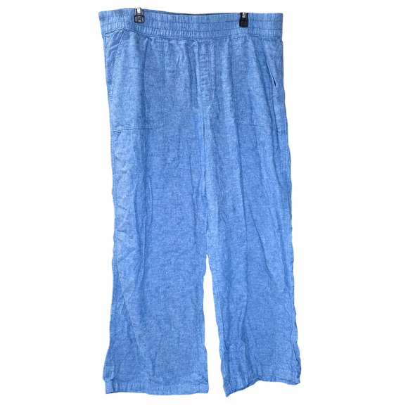 St. John's Bay Pants - St John's Bay Linen Blend Pants Wide Leg Pull On Casual Comfy Blue XXL